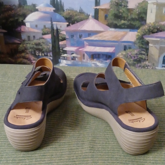👟👟Clarks Reedly Juno Dark Gray Comfort Sandals Velcro Ortholite Size 7.5 Women - Picture 12 of 16